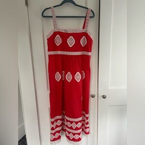 Tyler Boe Coral Pink and White Maxi Dress